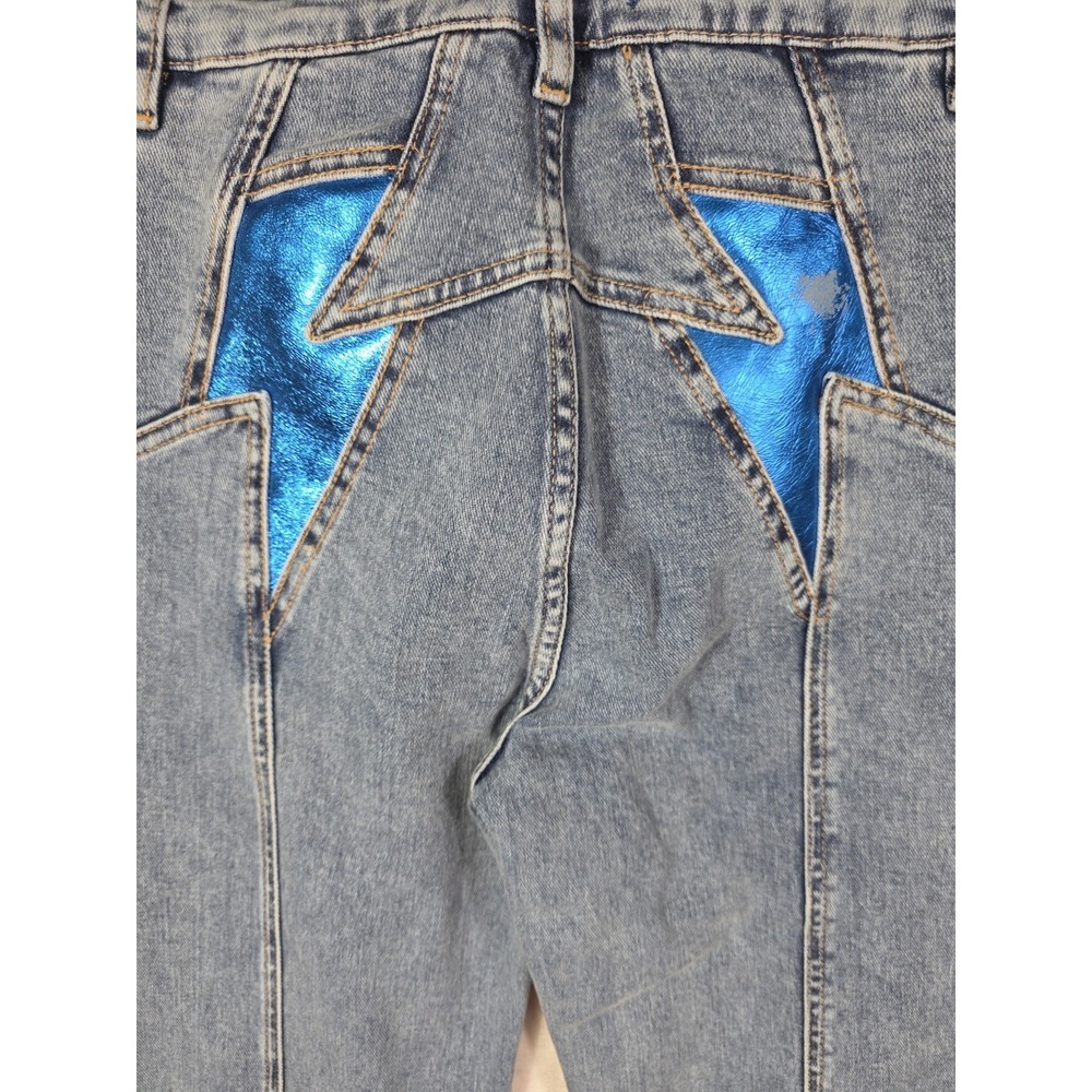 We The Free Free People Wide Leg Jeans 27 High Rise Blue Cotton Stretch 29x31 - Picture 11 of 15